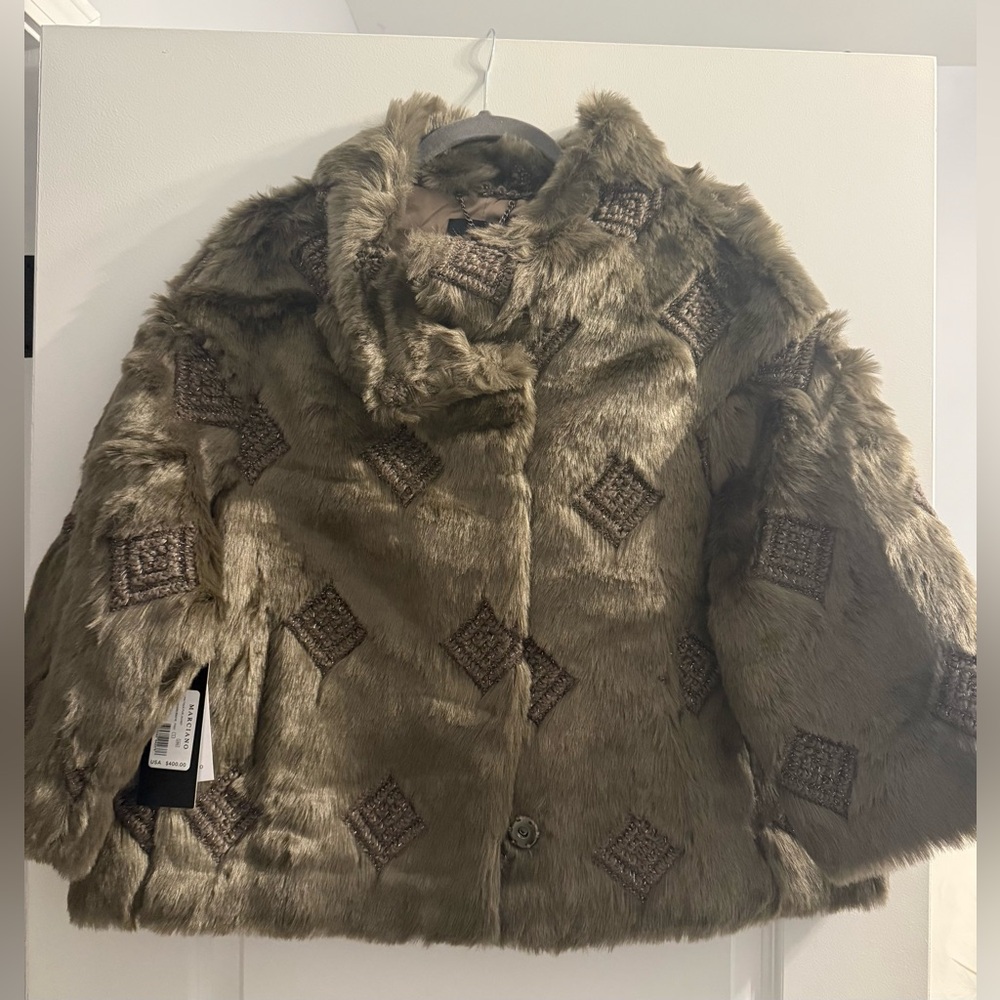 Marciano Luna Faux Fur Jacket in Bisquit